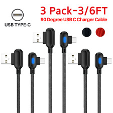 3 Pack 3/6Ft 90 Degree Type-C USB-C Fast Charger Cable Cord For Samsung Android picture