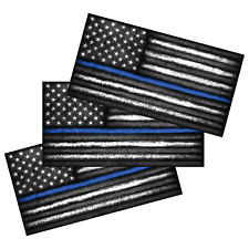 3x Distressed Thin Blue Line American USA Flag Vinyl Grunge Police Sticker picture