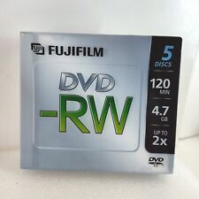 NEW FujiFilm DVD-RW 2x 120 Min 4.7 GB 5 Pack Discs NEW SEALED picture