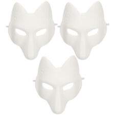 3pcs DIY Halloween Fox & Cat Masks - Paintable Kabuki Masquerade picture