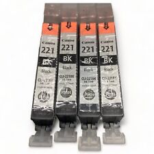 Lot of 4 Genuine Canon Ink Cartridges: 221 BK - CLI-221BK  SEALED NO BOX picture