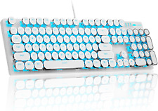MageGee Typewriter Mechanical Gaming Keyboard, Retro Punk Round Keycap LED Backl picture