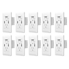 10 PK High Speed 4.2A USB Charger Outlet Receptacle with Plate White for iPhone picture