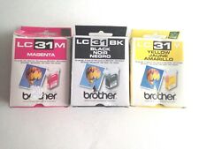 Genuine Brother LC-31 Ink Cartridges (3) Black Magenta Yellow Expired 2009 picture