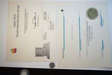 2 Rare Original Vintage Apple Computer Dealer Awards Certificates, w/ Signatures picture