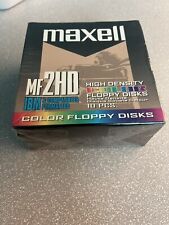 NEW/SEALED 10-PACK - MAXELL MF2HD - COLOR FLOPPY DISKS - VINTAGE SOFTWARE picture