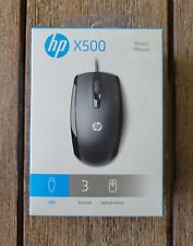 HP X500 USB 3 Button Optical Wired Mouse, Black **BRAND NEW SEALED** picture