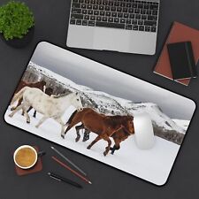Winter Horses Desk Mat, TCG Playmat, Nature Inspired, 2 Sizes picture