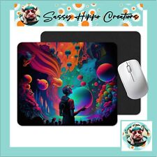 Mouse Pad Neon Spacescape Planets Space Solar System Anti Slip Back Easy Clean picture
