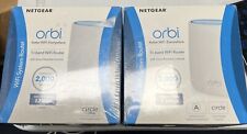 Lot Of 2 NETGEAR Orbi RBR20-100NAS Tri-Band Mesh WiFi BRAND NEW & SEALED picture