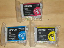 Genuine Epson 127 color set of 3 pack ink cartridges T127 Extra High Yield picture