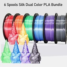 6 Spools Pack Dual Color 1.75Mm 3D Printer Filament Bundle Printing Silk PLA NEW picture