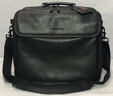 14.5” x 12” x 8” Compaq Computer Laptop Shoulder Bag Leather Satchel Black picture