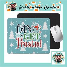 Mouse Pad Let's Get Frosted Snowman Christmas Holiday Anti Slip Back Easy Clean picture
