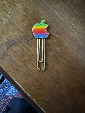 RARE Vintage Apple Computer rainbow logo metal bookmark/paper clip picture