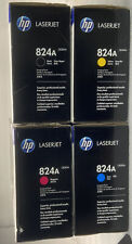 GENUINE OEM SEALED SET OF 4 HP LaserJet 824A Cyan, Magenta, Yellow, Black Toner picture