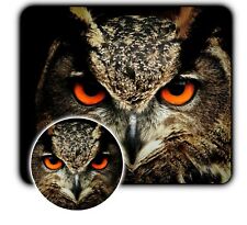 Owl Close-up Mouse Pad + Coaster -1/4