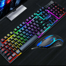 Computer Desktop Gaming Keyboard Game Mouse Mechanical Feel Led Light Backlit PC picture