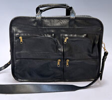Multi-Pocket Expandable LAPTOP Organizer Bag Black Textured Crushed Leather picture