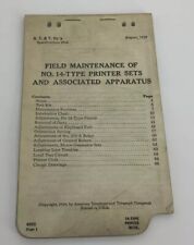 AT&T Co. August 1929 Field Maintenance Of NO. 14-Type Printer Sets Instructions  picture