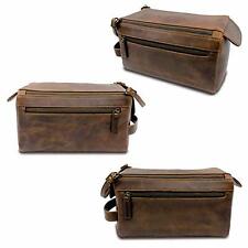 combo of 3 Toiletry Shaving real Leather hanadmade brown Bag Travel Kit for Mens picture