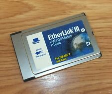 EtherLink III 3 Com LAN+33.6 Modem Standard PC Card For 10BASE-T & Coax  picture
