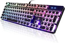 RK Typewriter Style Mechanical Gaming RGB Backlit Keyboard Blue Switch Retro Cap picture