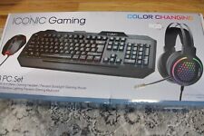 RGB Iconic Color Changing LED  3 Pc Gaming Set - Keyboard,  Mouse & Headset New picture