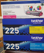 Lot of 3 Brother TN-225 Toner Cartridges Genuine cyan + magenta + yellow picture
