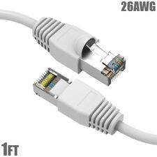 1FT Cat6A RJ45 Network LAN Ethernet Shielded Cable SSTP Copper Wire 26AWG White picture