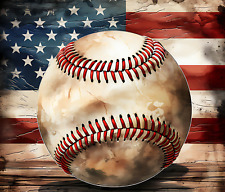 RUSTIC AMERICAN FLAG BASEBALL OLD GLORY USA SPORTS COMPUTER MOUSE PAD  9 x 7 picture