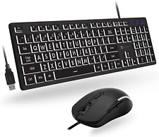Large Print Keyboard and Mouse Combo - Easy to See Lighted Big Print Letters - U picture