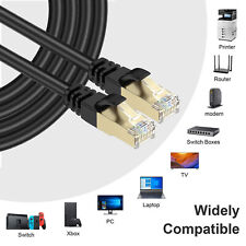 Black Cat-8 Hi-Speed 40Gbps STP RJ45 Lan Internet Network Cable Patch Cord 10FT picture
