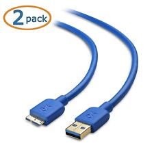 Cable Matters 2 Pack, SuperSpeed USB 3.0 Type A to Micro-B Cable - Blue 3 Feet picture