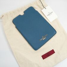 Valentino Garavani Blue Saffiano Leather Mini iPad Sleeve Case NWT picture