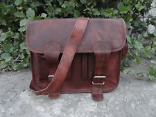 15 In Vintage Leather Messenger Bag Laptop Satchel Office School Shoulder Bags picture