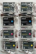 2 FULL SETS 4 Genuine SEALED BAG Epson T0431 Bk & T0441 Cyn Mag Yel Inks picture