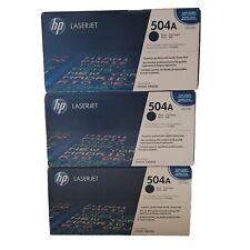 3 Genuine HP Laserjet 504A Black Print Toner Cartridges CE250A Sealed picture