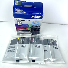 Genuine Brother LC401XL 3-Pack High Yield Color Ink Cartridges - New Open Box picture
