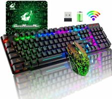 Wireless RGB Gaming Keyboard and Mouse Set Mechanical Feel Rechargeable Backlit picture