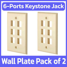 2 Pack 6 Keystone Jack Wall Plate 1-Gang Face Plate SIx Holes Wallplate Ivory picture