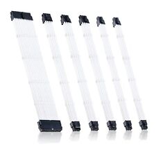 Braided ATX Cable Extension Kit, PSU Connectors, 6 Pack (White) - 24-Pin, 8-Pin picture