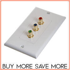 3 RCA Wall Plate Audio Video RCA Female Coupler Type Connectors Faceplate White picture