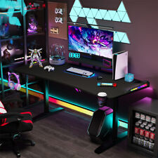Oversize Gaming Desk with 2 Monitor Shelves Fully Pad RGB Lights Home Office 71
