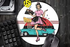 1950's Dinner Girl Pin Up #2 Round Mouse Pad Mousepad picture