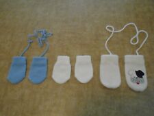 Vintage Infant Mittens, 3 Pairs - 2 White, 1 Blue, Used picture