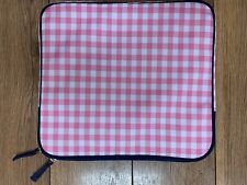 POTTERY BARN KIDS CASE IPAD TABLET PINK WHITE NAVY CHECK GINGHAM ZIP CLOSURE picture