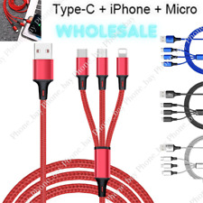 Lot 3 in 1 Charger 4ft Universal Fast Charging Cable For iPhone USB-C Micro USB picture
