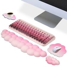 Cloud Mouse Pad and Keyboard Wrist Rest Set,4 Pcs Pink Ergonomic Arm Support ... picture