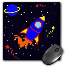 3dRose Cute Blue Boy Cute Rocket Ship in Space MousePad picture